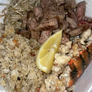 To go steak and lobster plate