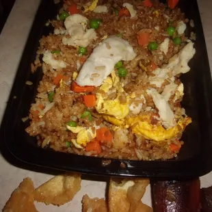 boiled chicken on my chicken fried rice  gross. hr rice was about 10 bucks
 
 My puff were so over done they had no filling