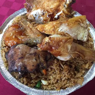 Chicken fried rice (with one piece of jerk chicken) $6.25