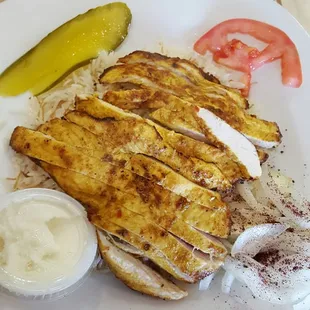 Chicken shawarma lunch special with rice