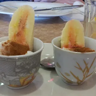 rice pudding with lots of cinnamon and banana pieces