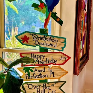 The birthday directional sign