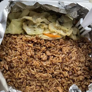 Rice and peas with cabbage