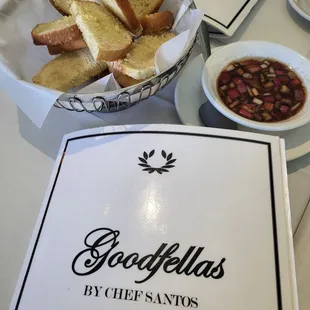 Menu and bread