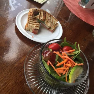 Turkey Ham sandwich and a small spinach salad!