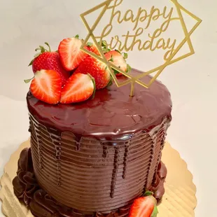 three layered strawberry cake