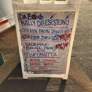 Specialty menu.