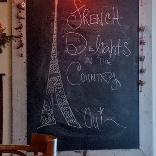 a chalkboard with a chalk drawing of the eiffel tower