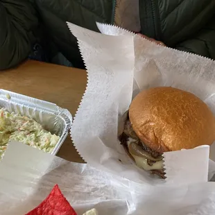Mushroom Cheeseburger with Coleslaw