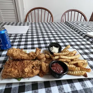 Cod Fish Sandwich, Shrimp &amp; Fries