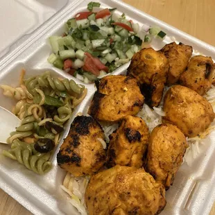 Chicken tikka plate with rice