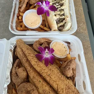 Catfish and Philly and Shrimp