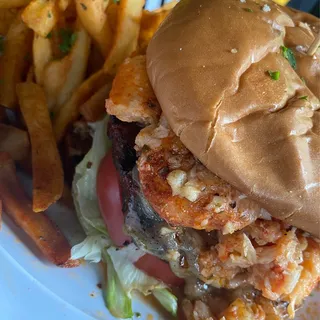 Special Surf and Turf 1/2 lb. Angus Beef and Prawn Burger