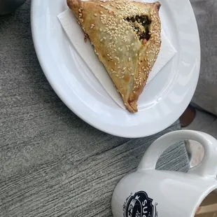 Spinach and feta empanada.