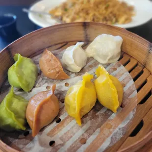 Colorful Dumplings(8ps) $13.00 -- Chicken, Beef, Veggie and Shrimp. Great way to sample their dumplings.  Delicious!