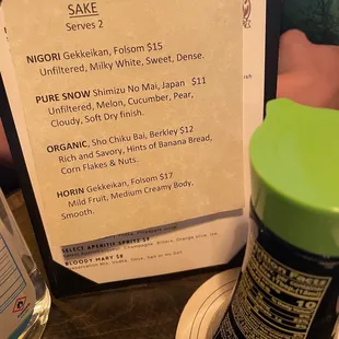 Multi-course Pop-up event at Fair Oaks Brew Pub - Sake menu