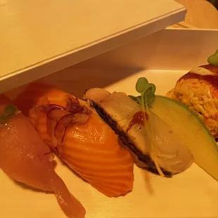 Multi-course Pop-up event at Fair Oaks Brew Pub - Nigiri set with red ball, delicious