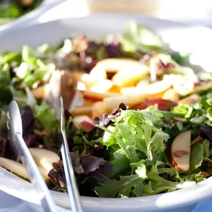 Baby greens, apples, toasted almonds, blue crumbles with honey white balsamic vinaigrette