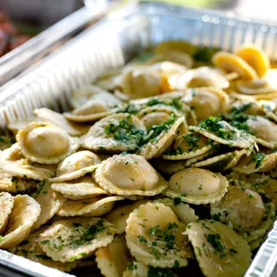 Vegetarian ravioli, evoo ad fresh grated parmesan
