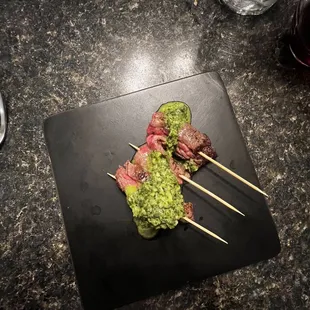 Beef skewers with chimichurri