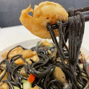 Squid Ink Pasta w/ Seafood and Gold Leaf