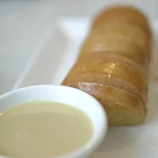 Deep fried milk bun with condensed milk