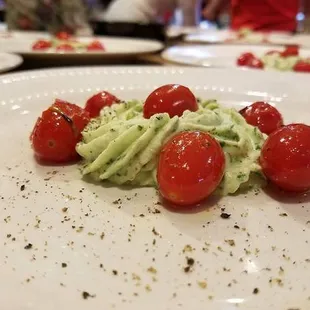 Basil Mousse Caprese with Baked Cherrie Tomatoes