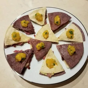 Smoked duck and Brief Quesadilas