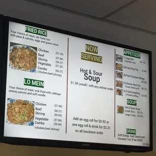 Menu as of 7/2016