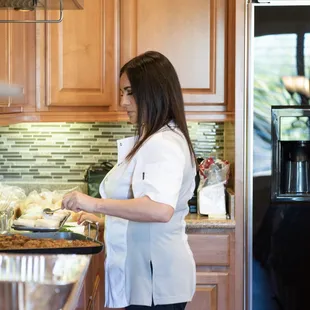 Chef Lisa preparing crab cakes! WOOHOO!