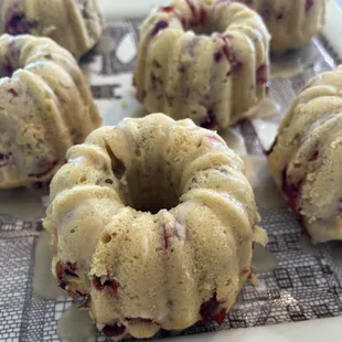 Oh a super treat!  Cranberry / Walnut Muffins with a glaze!
