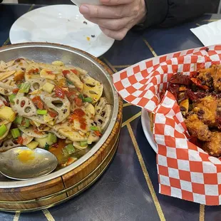 Hot &amp; Spicy Stir Fried Lotus Root and Chongqing Chili Chicken