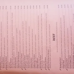 a menu for a restaurant