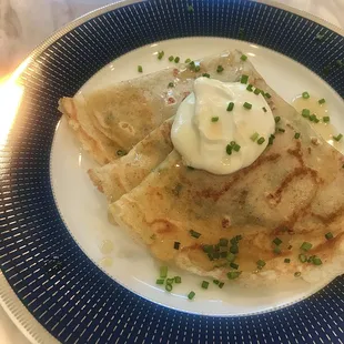 Monte Cristo Sourdough Crepe, Lemon Verbena creme fraiche for a sweet Sunday Brunch