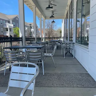 tables and chairs outside