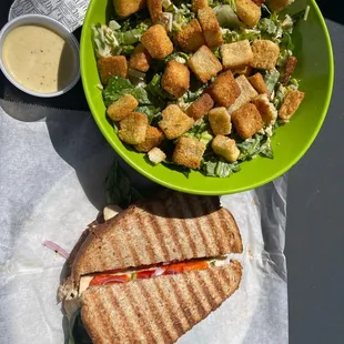 a sandwich and salad