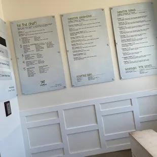 menus on the wall