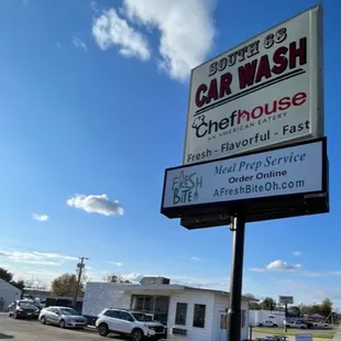 a sign for a car wash