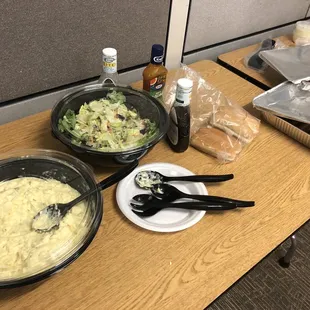 Potato salad, salad and dressings