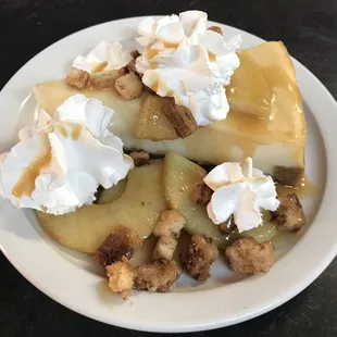Amazing new Apple pie cheesecake with fresh sautéed apples and homemade cinnamon sugar croutons! So delicious