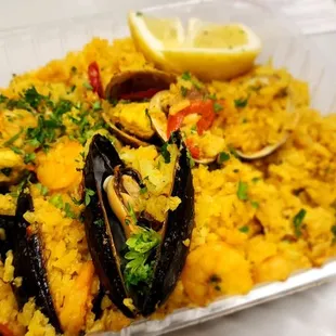 Paella Prepared by Chefs Cafe... Yes, I said &quot;Paella&quot; ...when they have this on their Menu for the week.  It&apos;s a no brainer, I&apos;m ordering it