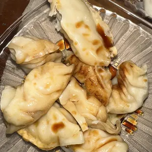 a plate of dumplings