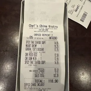 Service charge is automatically added if your bill is over $100 although it was only two of us, my boyfriend and I.
