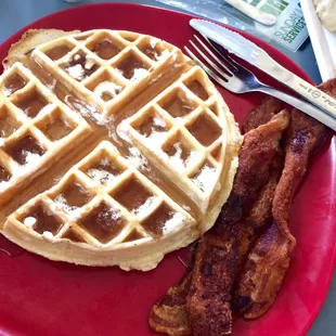 Waffle and bacon