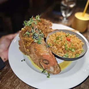 Fried Snapper w/Dirty Rice