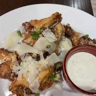 Parmesan garlic wings. These may be the best wings I&apos;ve ever had!