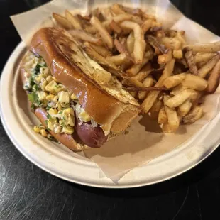 Mexican street dog with fries