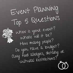 Planning an event?  These are the first 5 questions I always ask new clients.  And you can change your answers - I know that things happen!