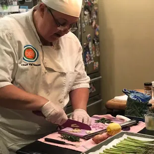 Chef Val at work in a client's home.
