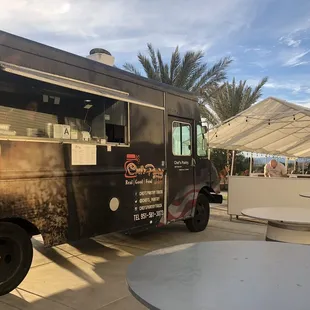 a food truck parked in a parking lot